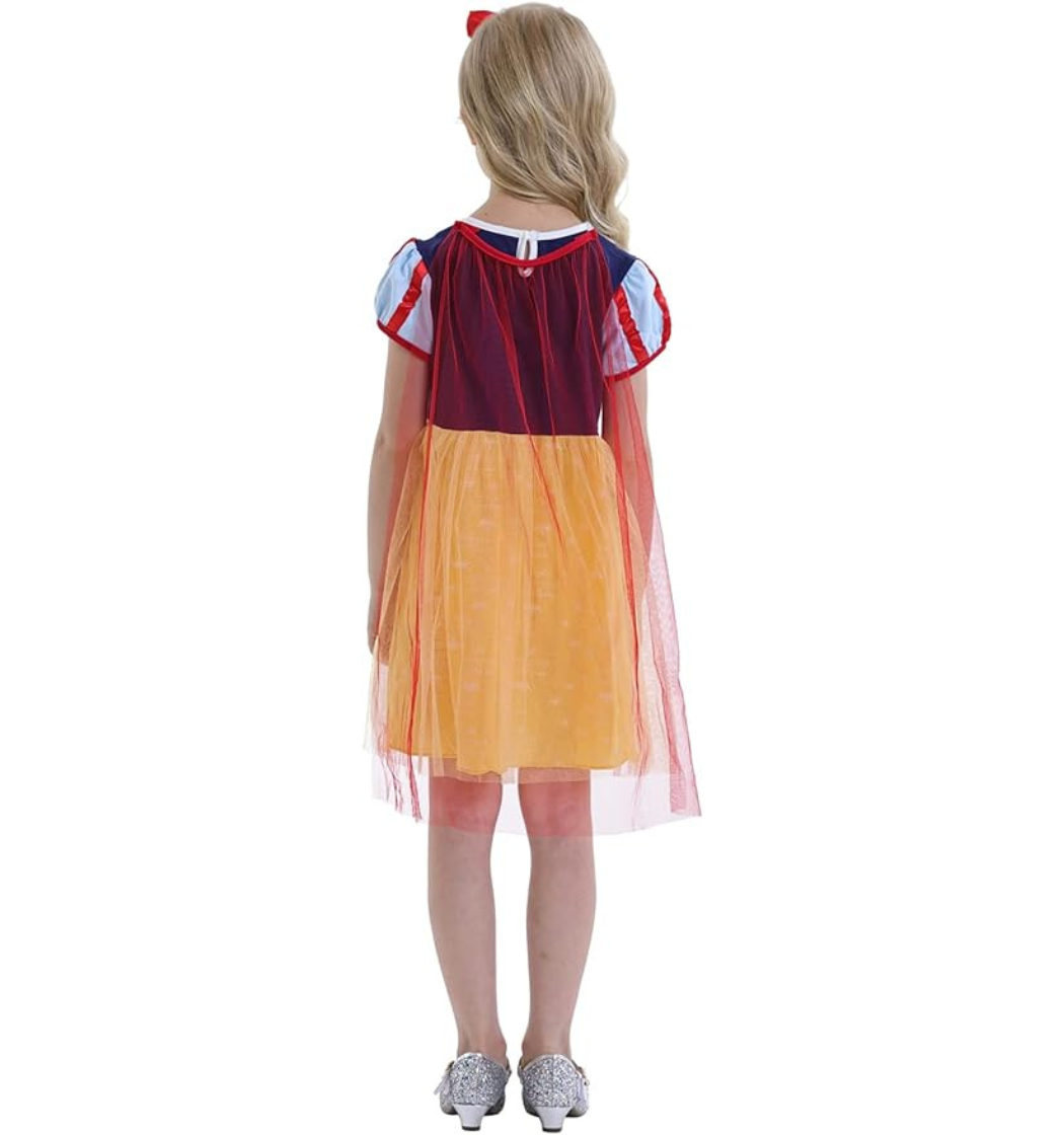 Rochie fete Printesa Alba ca Zapada, Cu Bentita, Coronita si Bagheta, EvrikaUnity®, Bumbac, 4-5 ani, 120cm, Multicolor