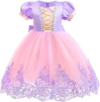 Rochie Printesa Rapunzel pentru fete, Set cu Coronita si Accesorii, EvrikaUnity®, Tesatura premium, 2-3 ani, 100 cm, Roz