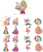 Set 20 baloane copii, Barbie, Petrecere Aniversara, EvrikaUnity®, Latex, 1 Banner Happy Birthday, 16 Cupcake Topper, 1 Cake Topper, Roz/ Rosu