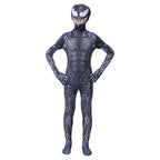 Costum Venom cu multe Fulgere pentru Copii, Set cu masca, Supererou, EvrikaUnity®, Premium Lycra 3D®, 7-8 ani, 150cm, Negru