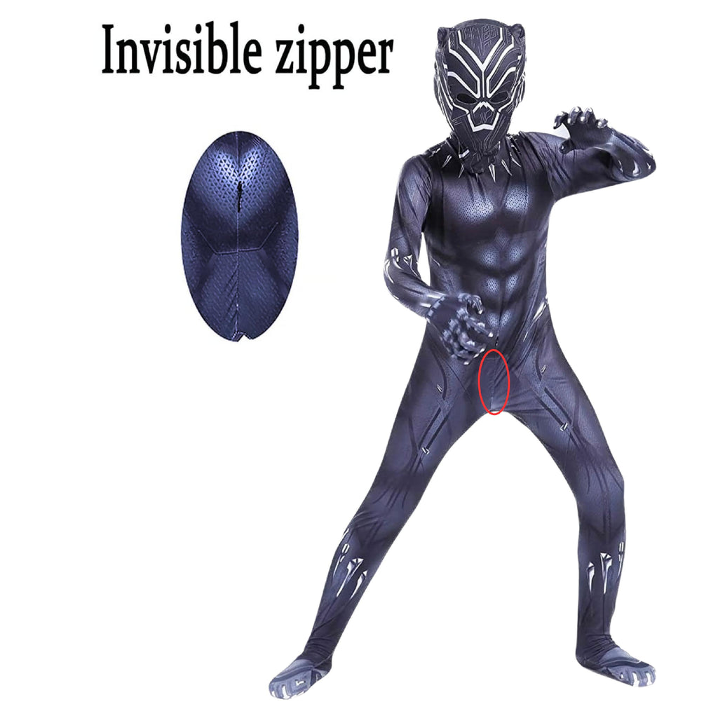 Costum pentru copii Black Panther / Pantera Neagra, EvrikaUnity®, Premium Lycra 3D®, 6-7 ani, 140 cm, Negru