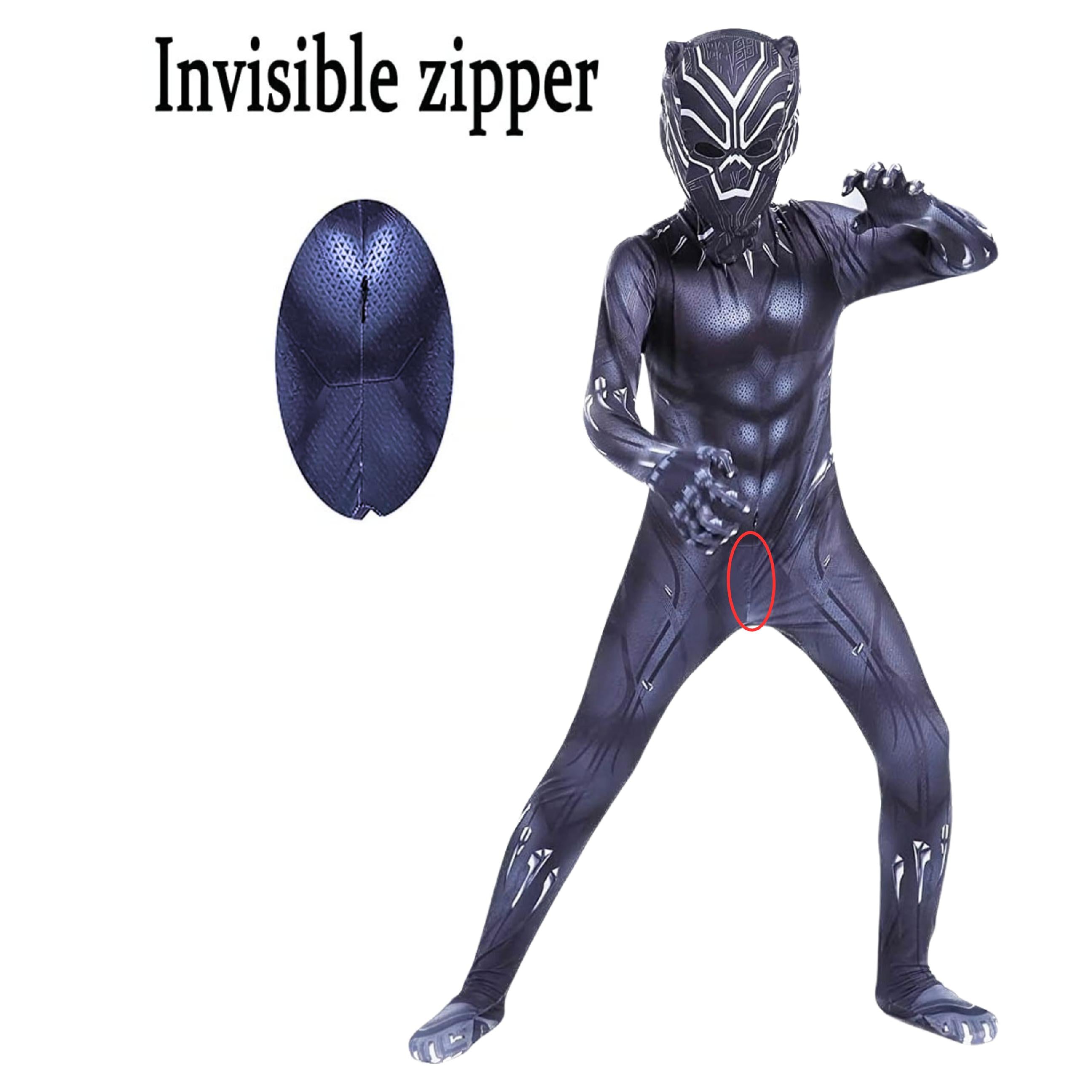 Costum pentru copii Black Panther / Pantera Neagra, EvrikaUnity®, Premium Lycra 3D®, 6-7 ani, 140 cm, Negru