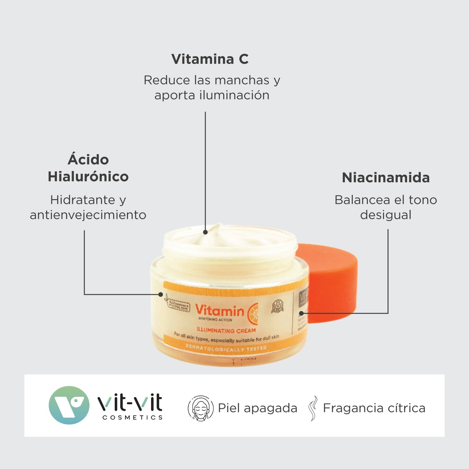 Crema iluminatoare cu Vitamina C stabilizata Vit-Vit - Reda stralucirea si uniformizeaza tenul, 50 ml