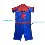 Costum de baie/inot intreg pentru copii, Spiderman, Supererou, Premium Nylon, 4-5 ani, 120 cm, Albastru/ Rosu