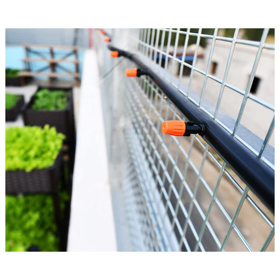 Kit Sistem Irigare cu Furtun 20 m si Duze Reglabile - Pulverizare Fina pentru Udare Plante, Racire Terasa, Gradina si Sera