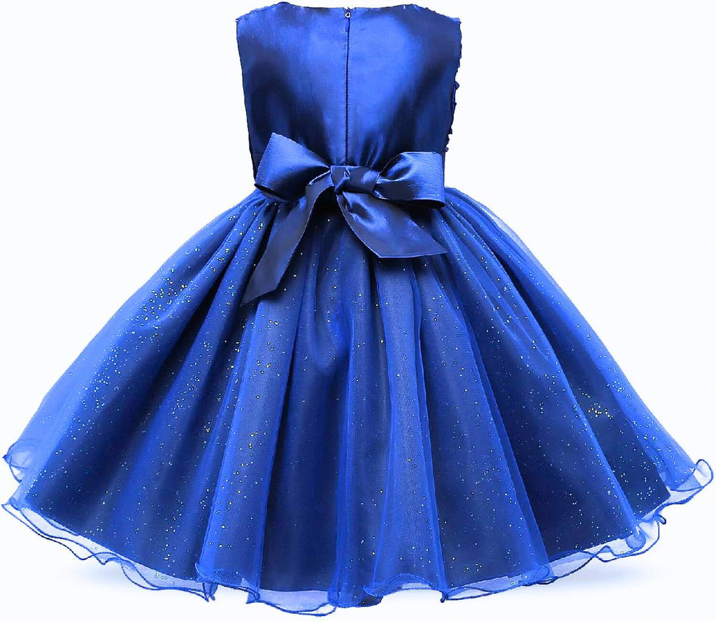 Rochita cu Trandafiri si Funda de Printesa pentru fete, Zi de zi, Petrecere, Tesatura fina, 3-4 ani, 110 cm, Bleumarin