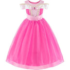 Rochita Printesa Aurora, Set cu Peruca, Coronita si Accesorii, EvrikaUnity®, Frumoasa adormita, Multicolor