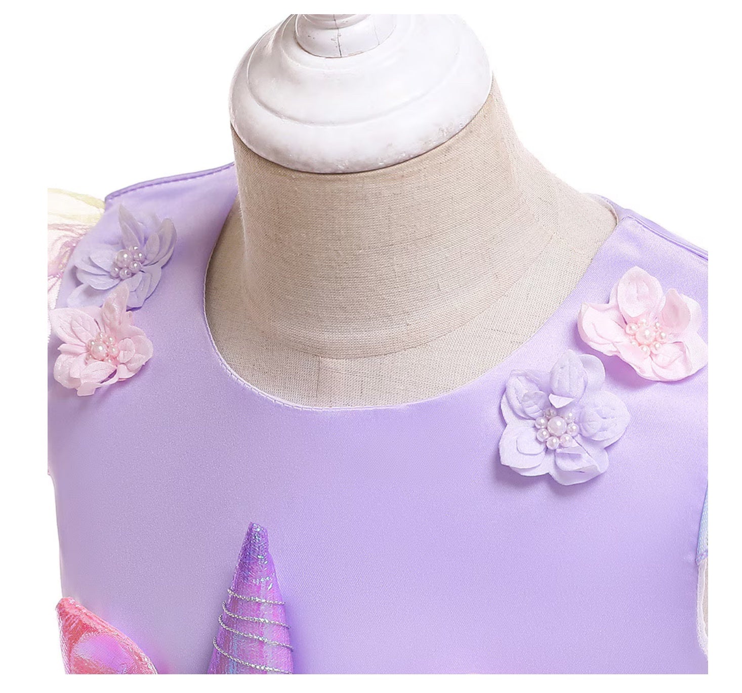 Rochie Unicorn pentru Fetite, Set cu Bentita si Colier, EvrikaUnity®, Tesatura Premium, 6-7 ani, 140 cm, Mov