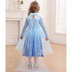 Rochie Elsa Frozen 2 pentru fete, Set cu Coronita, Peruca, Bijuterii si accesorii, EvrikaUnity®, Regina Ghetii, Tesatura Premium, 5-6 ani, 130 cm, Albastru Imperial