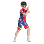 Costum Spiderman pentru Copii, Set Tricou si Pantaloni scurti, 120 cm, 4-5 ani, Rosu/ Albastru