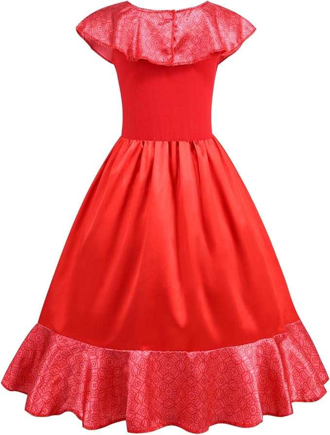 Rochita Printesa Elena din Avalor, Set cu Coronita si Accesorii, Tesatura Fina, 3-4 ani, 110 cm, Rosu