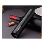 Set Desfacator Electric pentru Vin, EvrikaKron®, Tirbuson Automat Reincarcabil, cu 2 Dop Vacuum, Turnator Aerator, Cutter pentru Folie si Suport Organizator, Negru