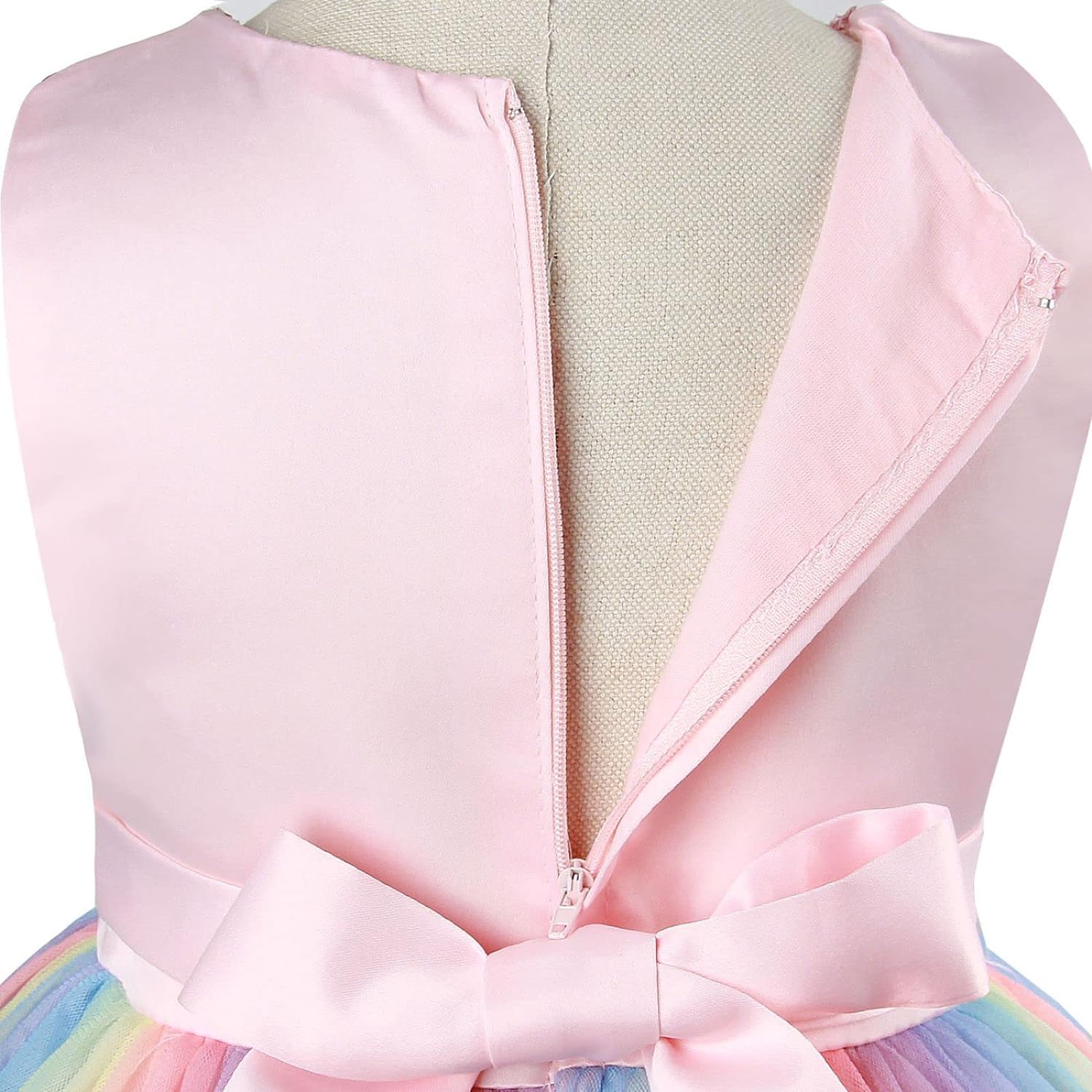 Rochita Curcubeu de Printesa pentru fete, Zi de zi, Petrecere, Tesatura Fina, 8-9 ani, 160 cm, Roz