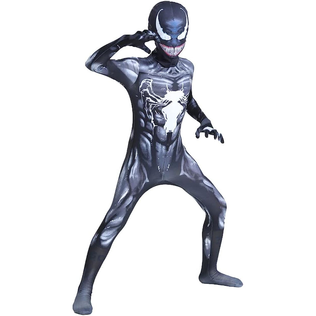 Costum Venom pentru Copii, Supererou, EvrikaUnity®, Premium Lycra 3D®, 3-4 ani, 110cm, Gri