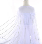 Rochie Elsa Frozen pentru fete, Set cu Coronita, Bagheta si Bijuterii, EvrikaUnity®, Regina Ghetii, 6-7 ani, 140 cm, Alb