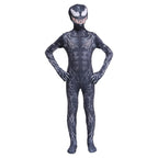 Costum Venom cu multe Fulgere pentru Copii, Set cu masca, Supererou, EvrikaUnity®, Premium Lycra 3D®, 3-4 ani, 110cm, Negru