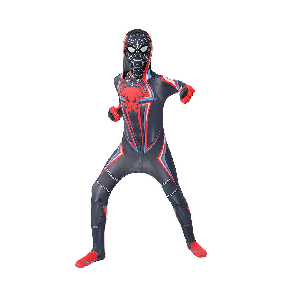 Costum Spider-man pentru Copii, Ultimate Miles Morales, EvrikaUnity®, Premium Lycra 3D®, 3-4 ani, 110 cm, Multicolor