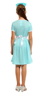 Costum de Asistenta Doctor pentru Copii, Set cu Bentita, EvrikaUnity®, Tesatura Premium, 120 cm, 4-5 ani, Turcoaz
