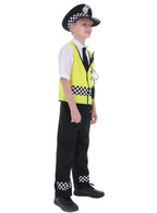 Costum de Politist pentru Copii, Set cu Sapca, Catuse si Fluier, EvrikaUnity®, Tesatura Premium, 4-6 ani, 120-130 cm, Galben/ Negru