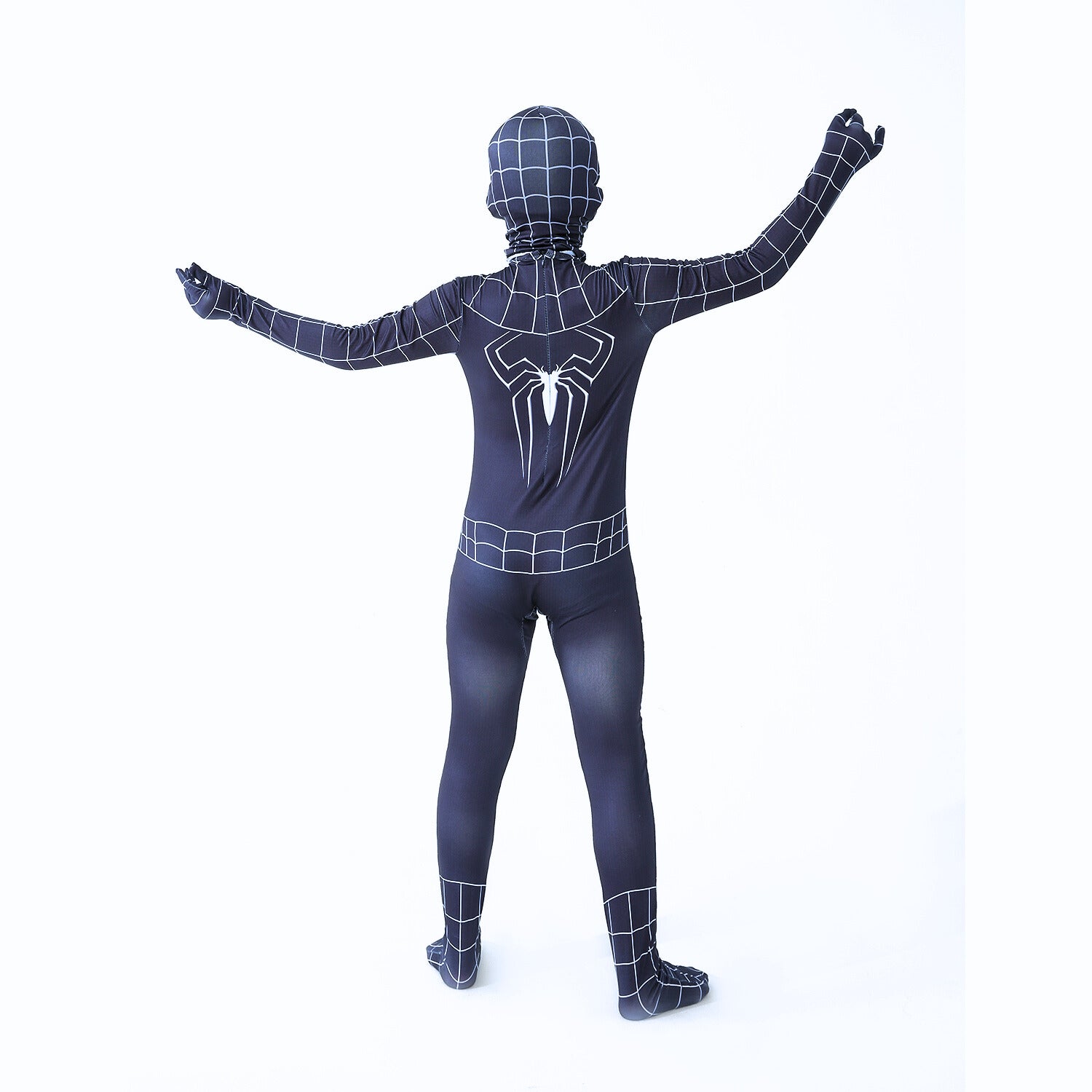 Costum Spiderman Negru pentru Copii, EvrikaUnity®, Supererou, Premium Lycra 3D®, 3-4 ani, 110 cm, Negru