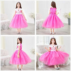 Rochita Printesa Aurora, Set cu Peruca, Coronita si Accesorii, EvrikaUnity®, Frumoasa adormita, Multicolor