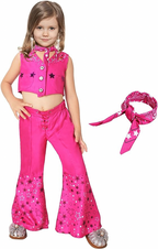 Costum Barbie pentru copii, set cu esarfa, Barbieland, Tesatura premium, fete, 110, 3-4 ani, Roz