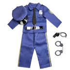 Costum de Politist pentru Baieti, Set cu Sapca, Fluier si Catuse, EvrikaUnity®, Tesatura Premium, 130 cm, 5-6 ani, Bleumarin