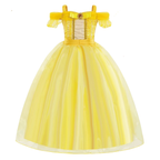 Rochie Printesa Belle pentru Copii, Set cu Coronita, Bijuterii si Accesorii, EvrikaUnity®, 4-5 ani, 120 cm, Galben
