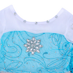 Rochita Elsa Frozen, Set cu Coronita, Bijuterii si Accesorii, EvrikaUnity®, Tesatura Premium, 5-6 ani, 130 cm, Turcoaz