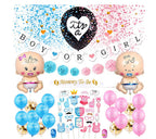 Set 79 de accesorii pentru Gender Reveal cu 39 de Baloane, Bebelusi, EvrikaUnity®, Petrecere dezvaluire de gen copil, Latex, 30 photo props, Multicolor