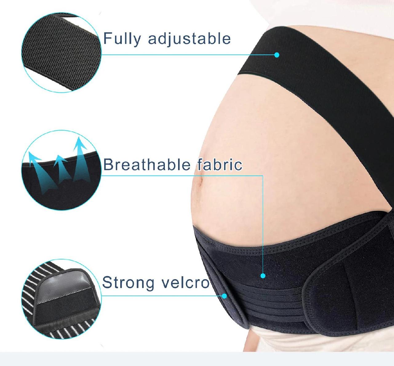 Centura Maternala pentru Gravide, Premium, Suport vertical lombar 360°, Marimea M, Talie 76-108 cm, Negru