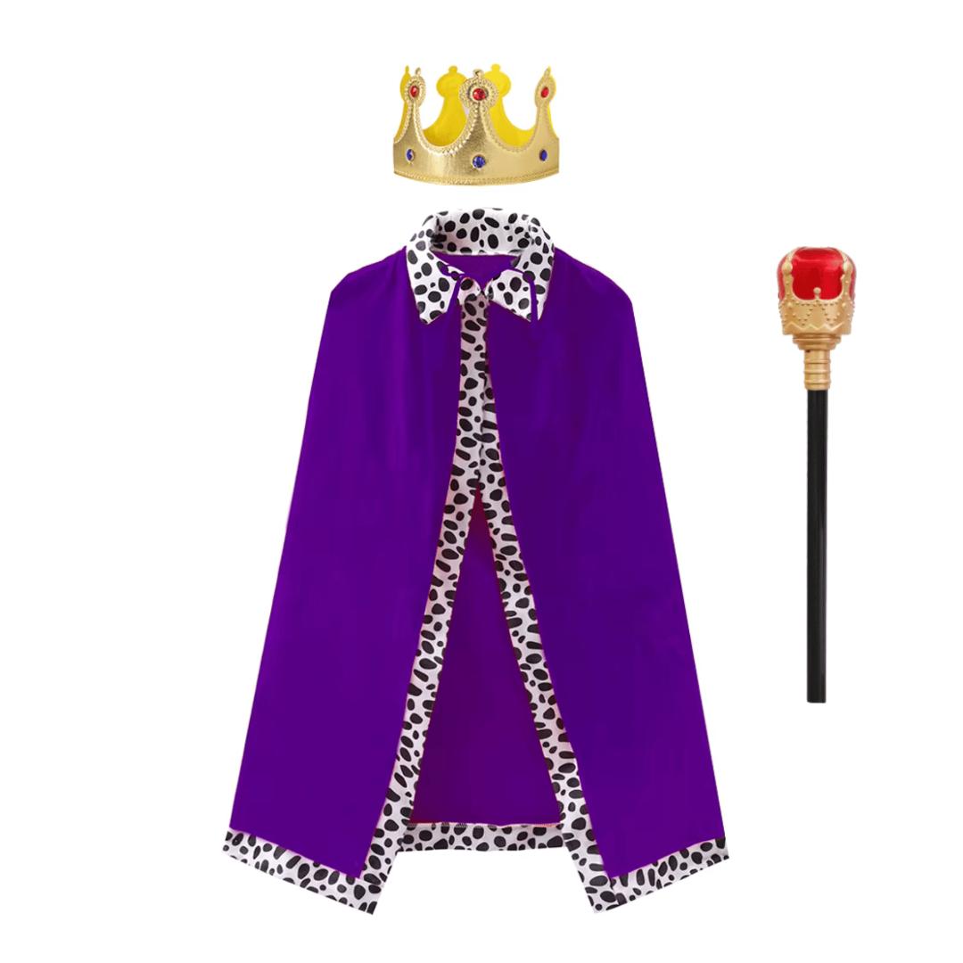 Set Accesorii Rege pentru Copii - Pelerina, Coroana si Sceptru, EvrikaUnity®, Mov