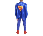 Costum Superman pentru Copii, Cu pelerina, Supererou, EvrikaUnity®, Premium Lycra 3D®, 7-8 ani, 150cm, Rosu/Albastru