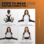 Corset Postural pentru un Spate Armonios, Premium, Suport vertical 360°, Ortopedic, Marimea XL, Talie 94-106 cm, Negru, Unisex