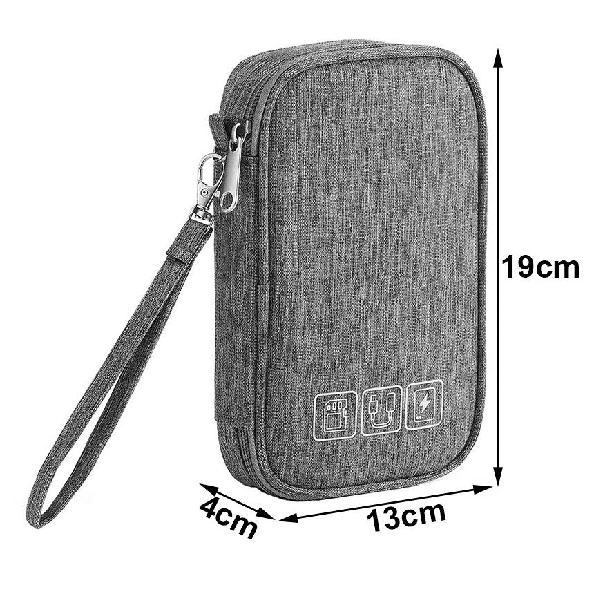 Geanta Organizator pentru Accesorii Electronice - Husa Multifunctionala pentru Cabluri, Incarcatoare, Casti, Power Bank si Gadgeturi, Gri