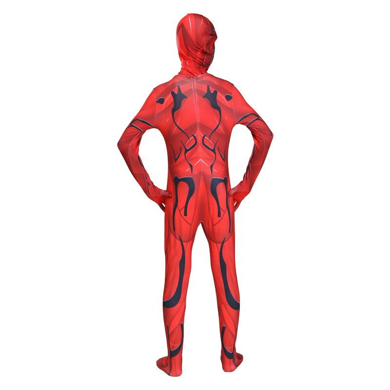 Costum Venom pentru Copii, Set cu masca, Supererou, EvrikaUnity®, Premium Lycra 3D®, 3-4 ani, 110cm, Rosu