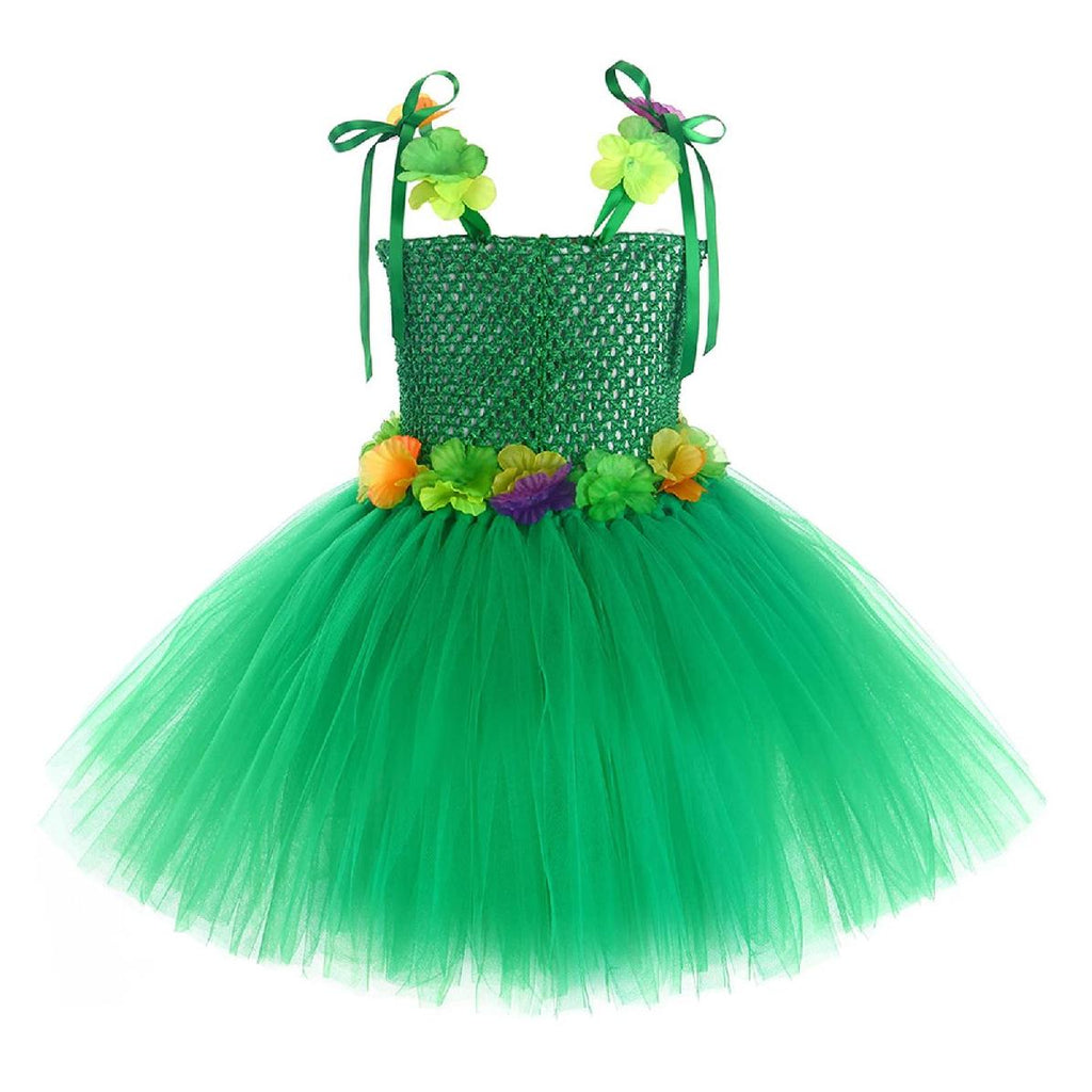Rochita Fluture cu Flori pentru fete, Set cu aripi si bagheta, Tesatura fina, 5-6 ani, 130 cm, Verde
