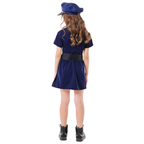 Costum de Politist Fata, Set cu Sapca, Fluier si Catuse, EvrikaUnity®, 6-7 ani, 140 cm, Bleumarin