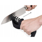 Ascutitor Manual pentru Cutite cu Sistem 3 Etape - Ascutire Tungsten, Ceramica si Finisare, Maner Ergonomic, Negru
