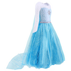 Rochita Elsa Frozen, Set cu Coronita, Bijuterii si Accesorii, EvrikaUnity®, Tesatura Premium, 5-6 ani, 130 cm, Turcoaz