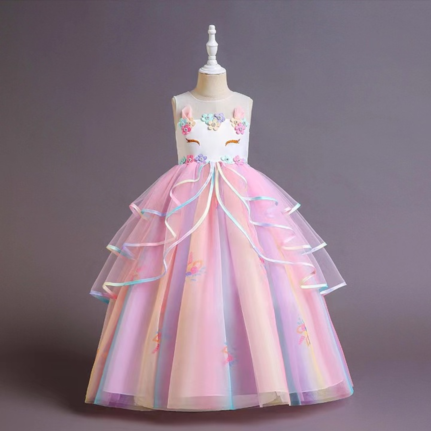Rochie Unicorn pentru Copii, Set cu Bentita, Bijuterii si Accesorii, EvrikaUnity®, 3-4 ani, 110 cm, Multicolor