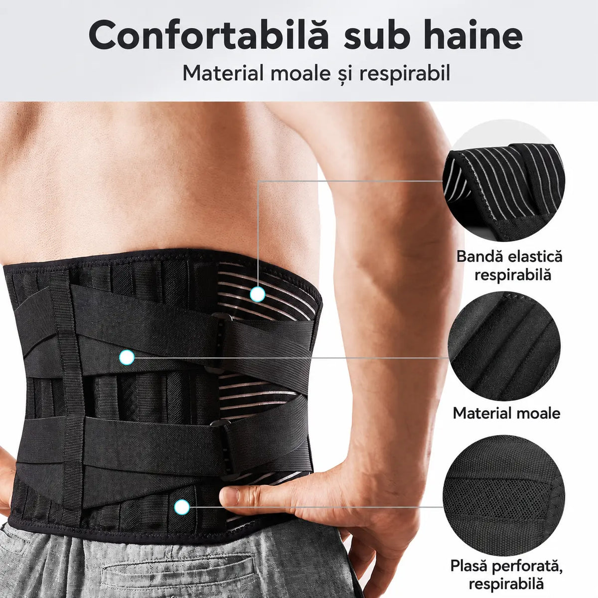 Centură lombară respirabilă și confortabilă sub haine