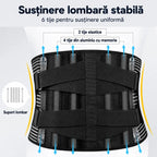 Centură lombară neagră cu șase tije de susținere