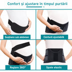 Centură maternală neagră cu reglare 360° și susținere sub abdomen