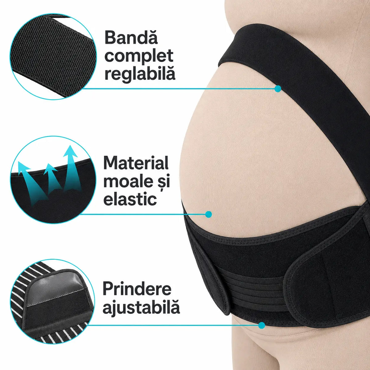 Centură maternală reglabilă din material moale și elastic
