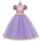 Rochie Printesa Rapunzel pentru Copii, Set cu Coronita si Accesorii, EvrikaUnity®, Tesatura premium, 6-7 ani, 140 cm, Roz / Mov Royal
