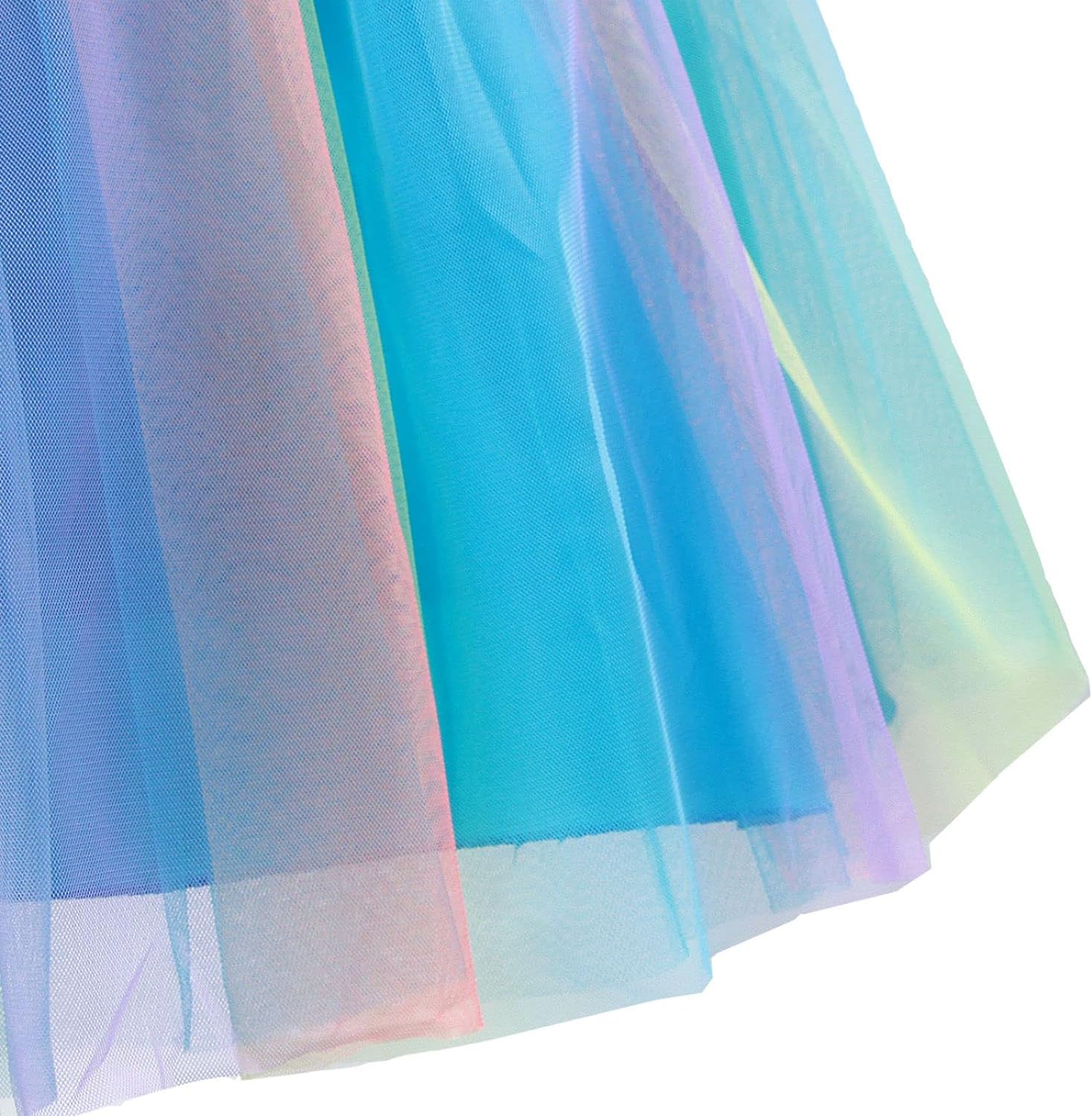 Rochita Curcubeu de Printesa pentru fete, Zi de zi, Petrecere, Tesatura Fina, 6-7 ani, 140 cm, Albastru