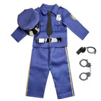 Costum de Politist pentru Baieti, Set cu Sapca, Fluier si Catuse, EvrikaUnity®, Tesatura Premium, 140 cm, 6-7 ani, Bleumarin