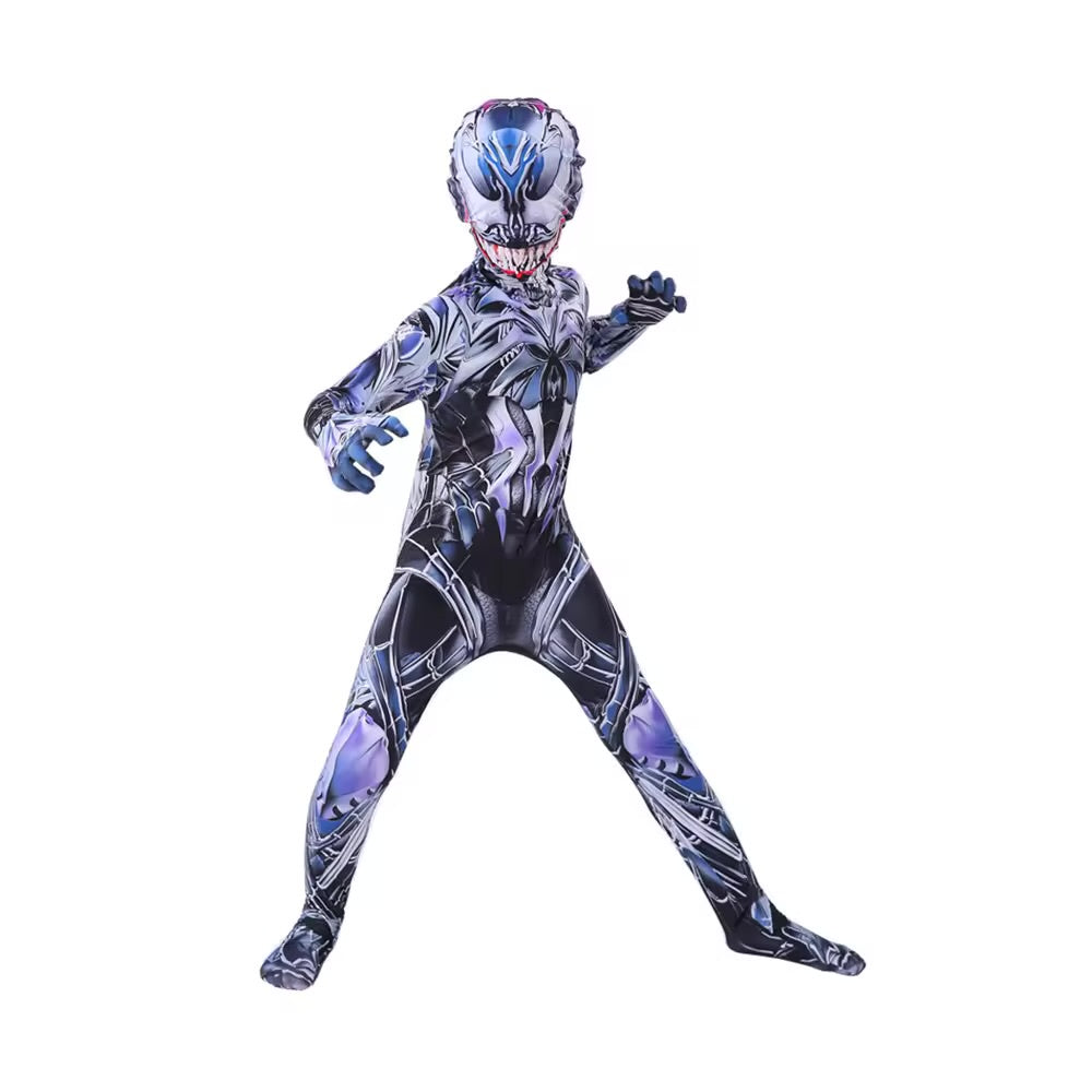 Costum Venom Extraterestru pentru Copii, Cu masca, Antierou, EvrikaUnity®, Premium Lycra 3D®, 3-4 ani, 110cm, Multicolor