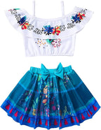 Costum de baie/inot din 2 piese pentru fete, Mirabel Encanto, Premium Nylon, 4-5 ani, 120 cm, alb/ albastru